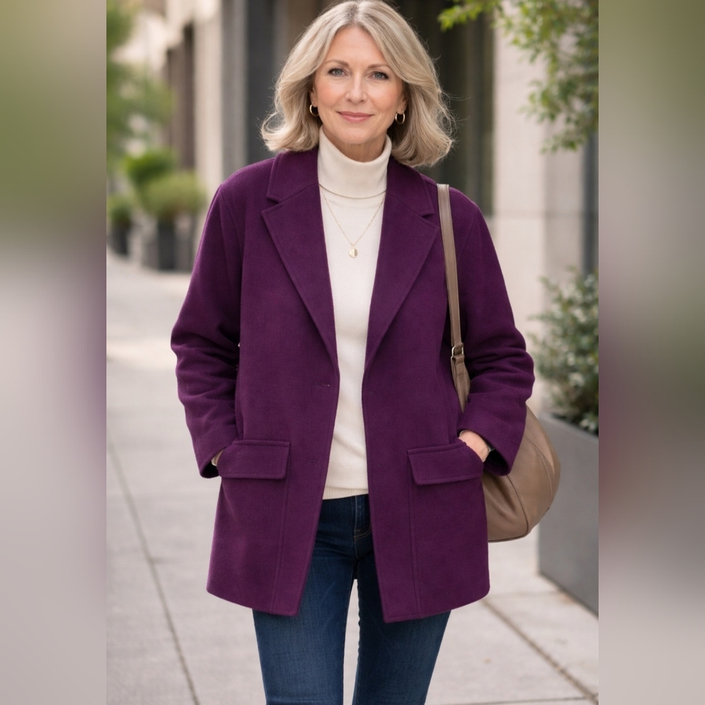 KATE SPADE SATURDAY Plum Purple Wool Blend Woman's Peacoat Small